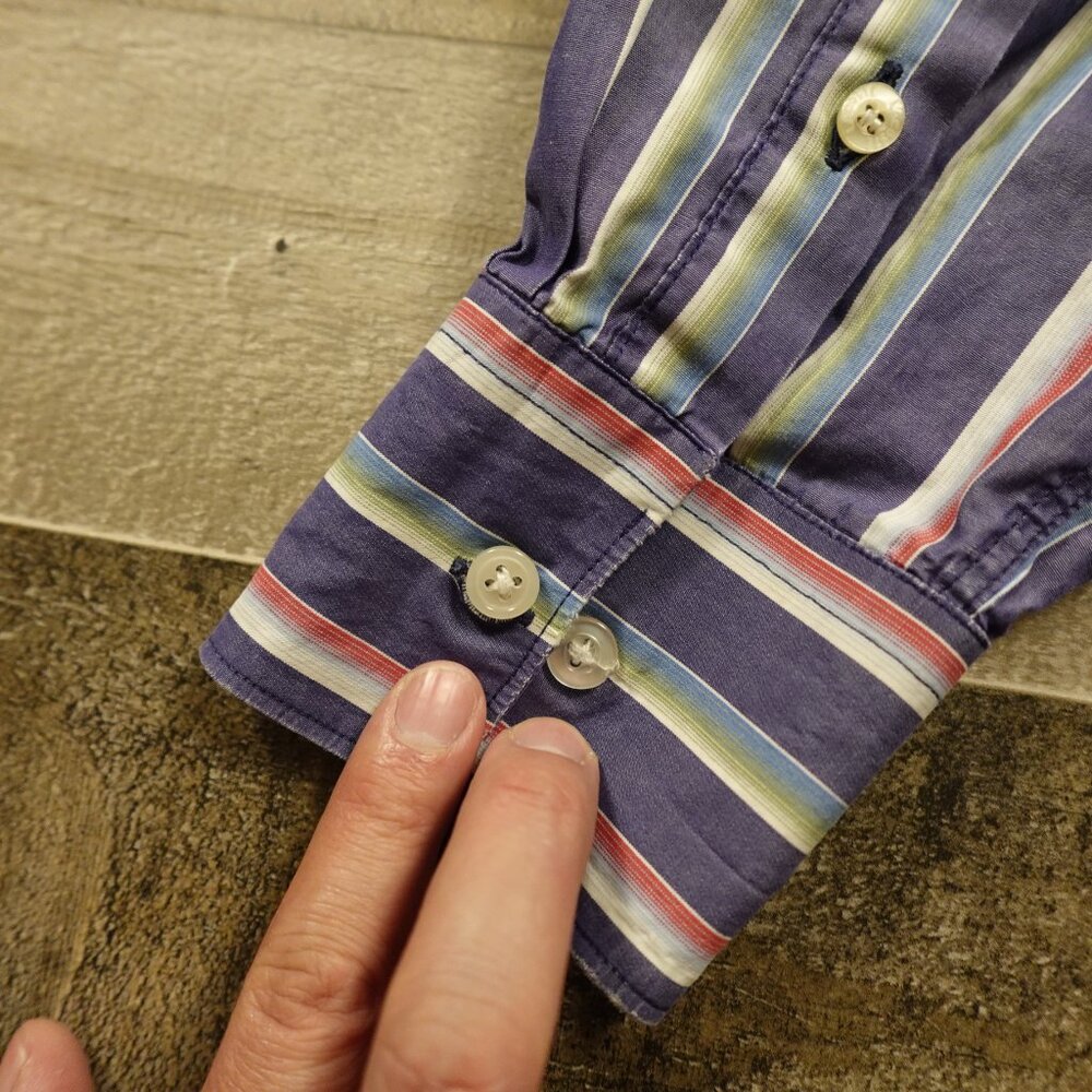 Lacoste Button Down Shirt Men’s Medium EU 40 Multicolor Stripe Vintage French - Picture 12 of 14